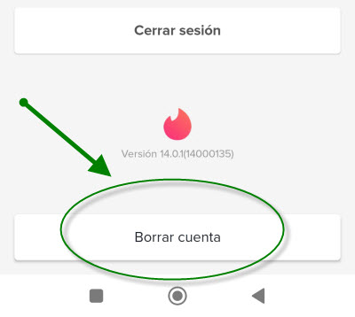 borrar cuenta usuario de tinder